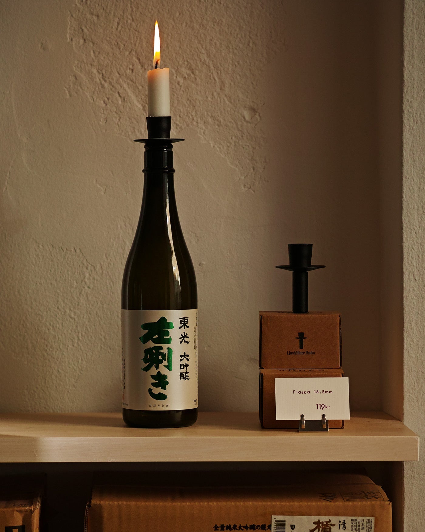 Flaske lyseholder i støbejern - Manaka